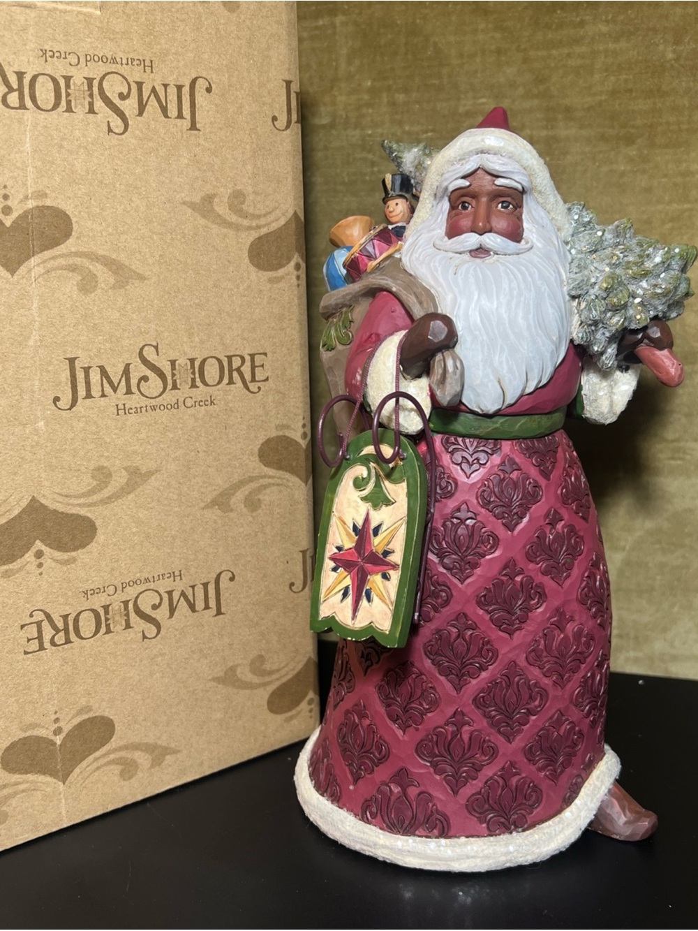 Enesco Jim Shore Heartwood Creek Dreaming of Christmas Past Santa Toys Sled 9.5”